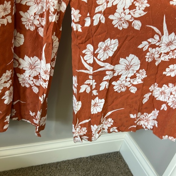 Anthropologie Dolan Nancy Jumpsuit Brown Floral Short Sleeve Wide Leg Boho Sz S - Picture 8 of 16
